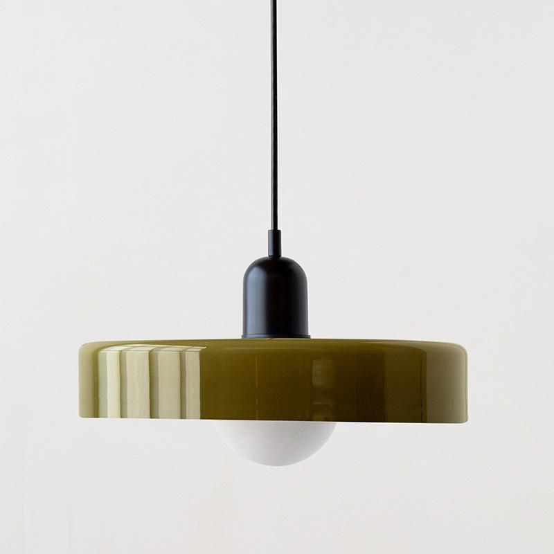 Danish Mid-Century Cream Green Retro Glass Chandelier for Restaurants & Bars