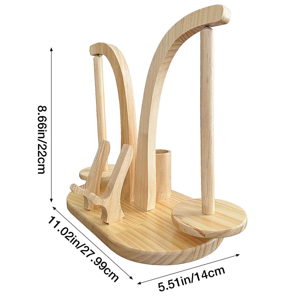 Yarn Holder Magnetic Rotating Yarn Spinner With 2 Spindles Wooden Spinner Stand Dispenser For Birthdays Holidays Christmas