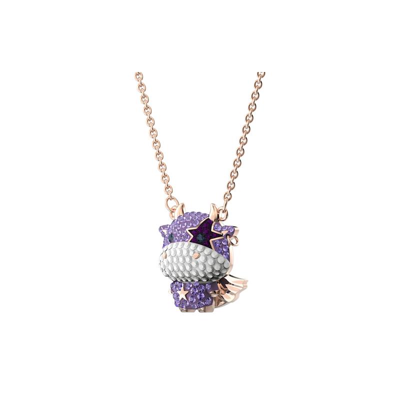 Swarovski Little LITTLE Colorful Cow Cute Gold Plated Necklace Women's Purple 5599162