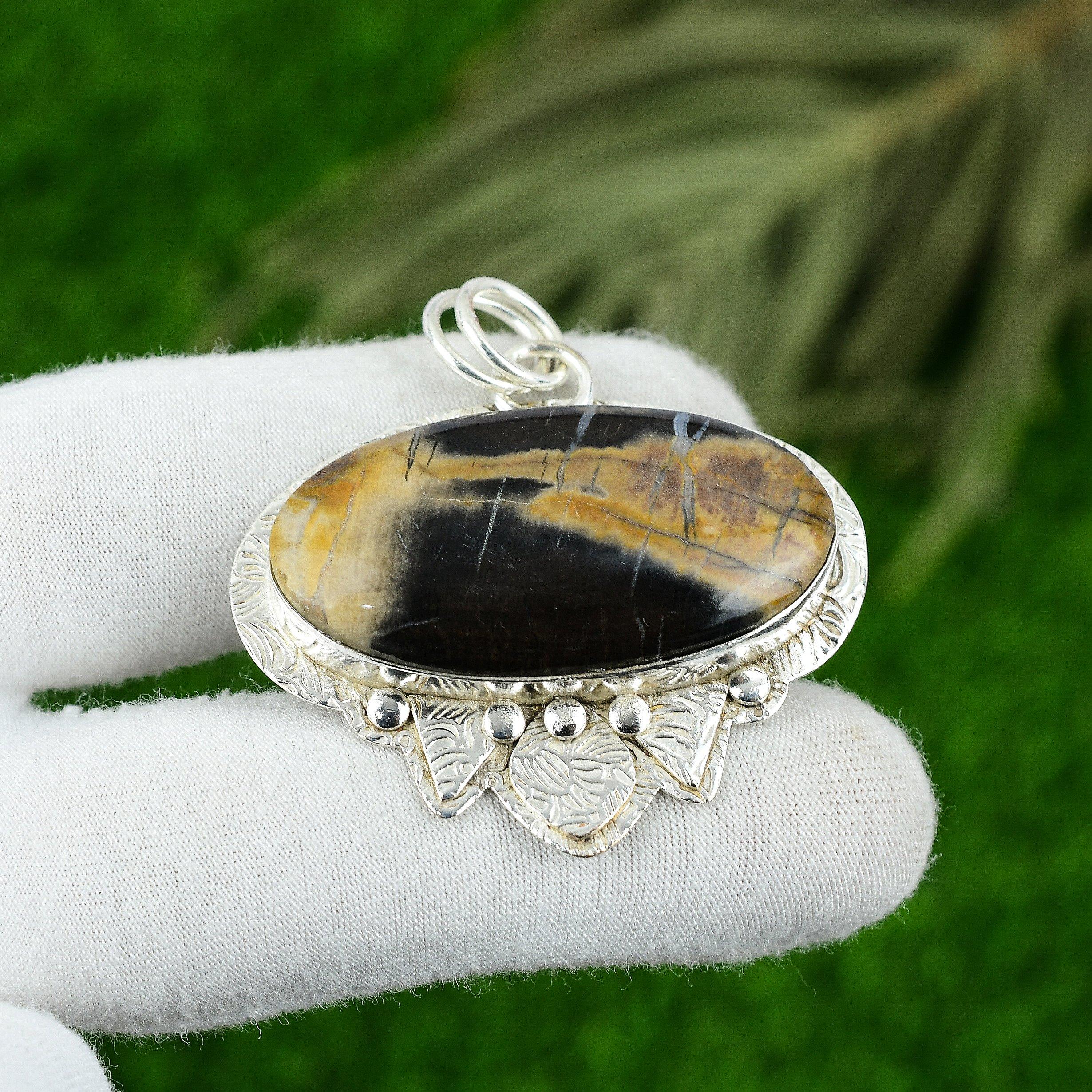 

Подвеска из натурального камня Яшма Пикассо из стерлингового серебра 925 пробы, индийское украшение