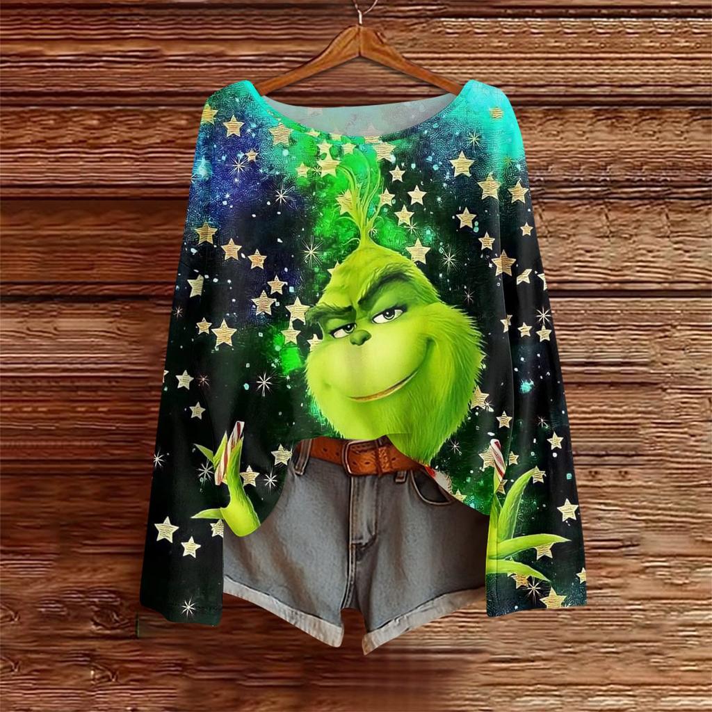 Long Sleeve Shirts For Women Printed Tees Blouses Casual Plus Size Basic Tops Pullover