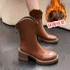 Martin boots matching pants women's new autumn and winter thick heel leather boots warm short boots thick-soled short boots women