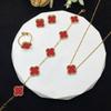 4 Piece Lucky Clover Jewelry Set Women Necklace Bracelet Earrings Ring In Titanium Steel With Electroplating