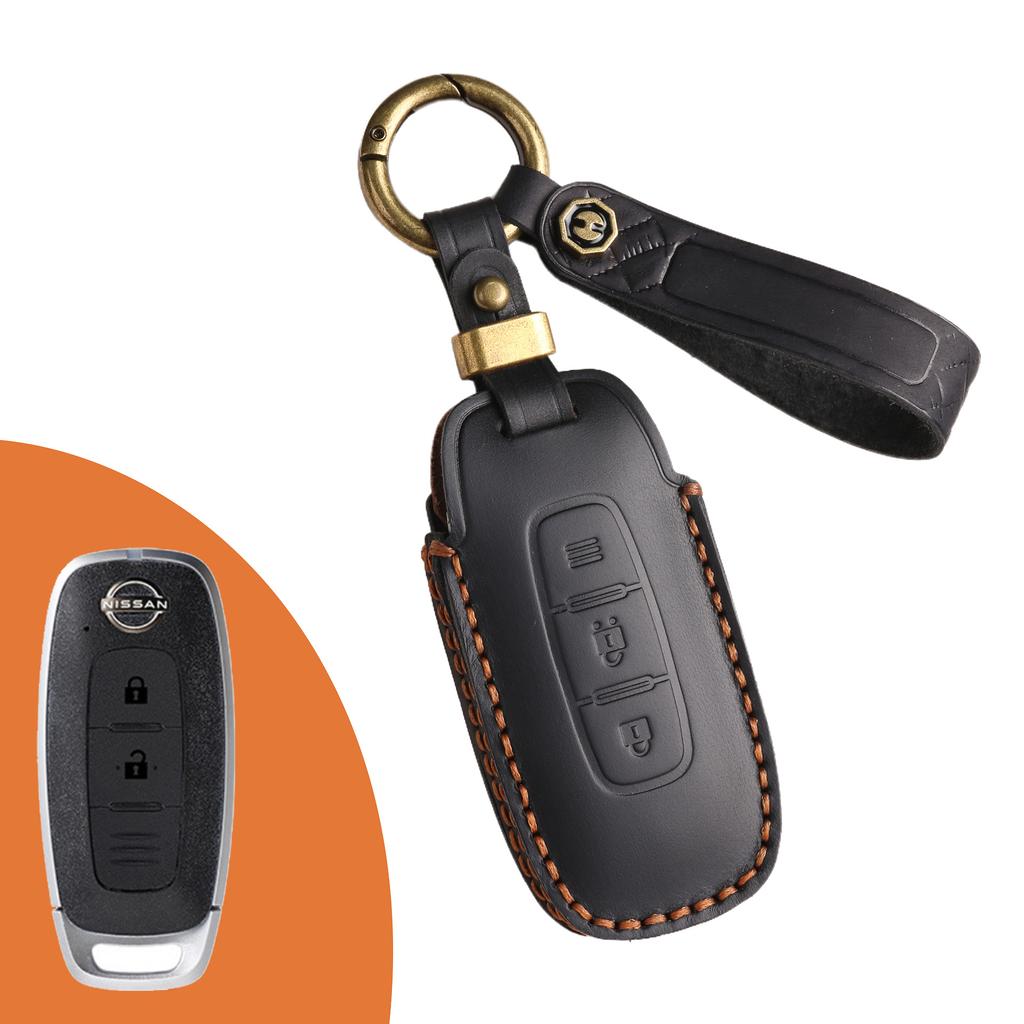 Gäller 2024 nya Nissan Teana nyckelfodral Dongfeng Nissan bilnyckelpåse första lagret kohud nyckelring