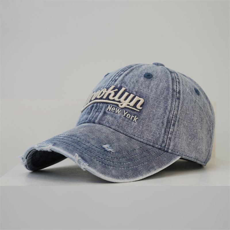 Весна Лето Винтажная Джинсовая Бейсболка Унисекс Мягкий Верх Кепка от Солнца синий