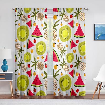 Cartoon Früchte Fenster Tüll Vorhänge für Wohnzimmer Kinderzimmer Küche Dekor Wassermelone Kiwi Ananas Transparenter Voile Vorhang