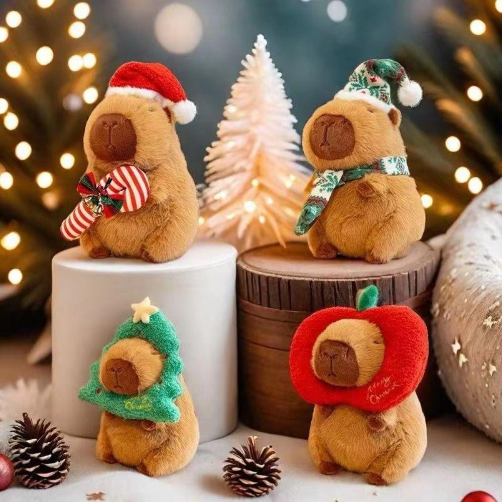 Green Scarf Christmas Capybara Plush Doll Dress Up Capibara Fluffty Doll  Christmas Toy