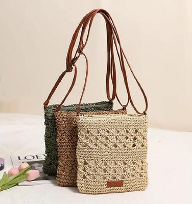 Fresh Hollow Out Crossbody Straw Woven Bag Vertical Design Beach Vacation Versatile Single Shoulder Women's Bag