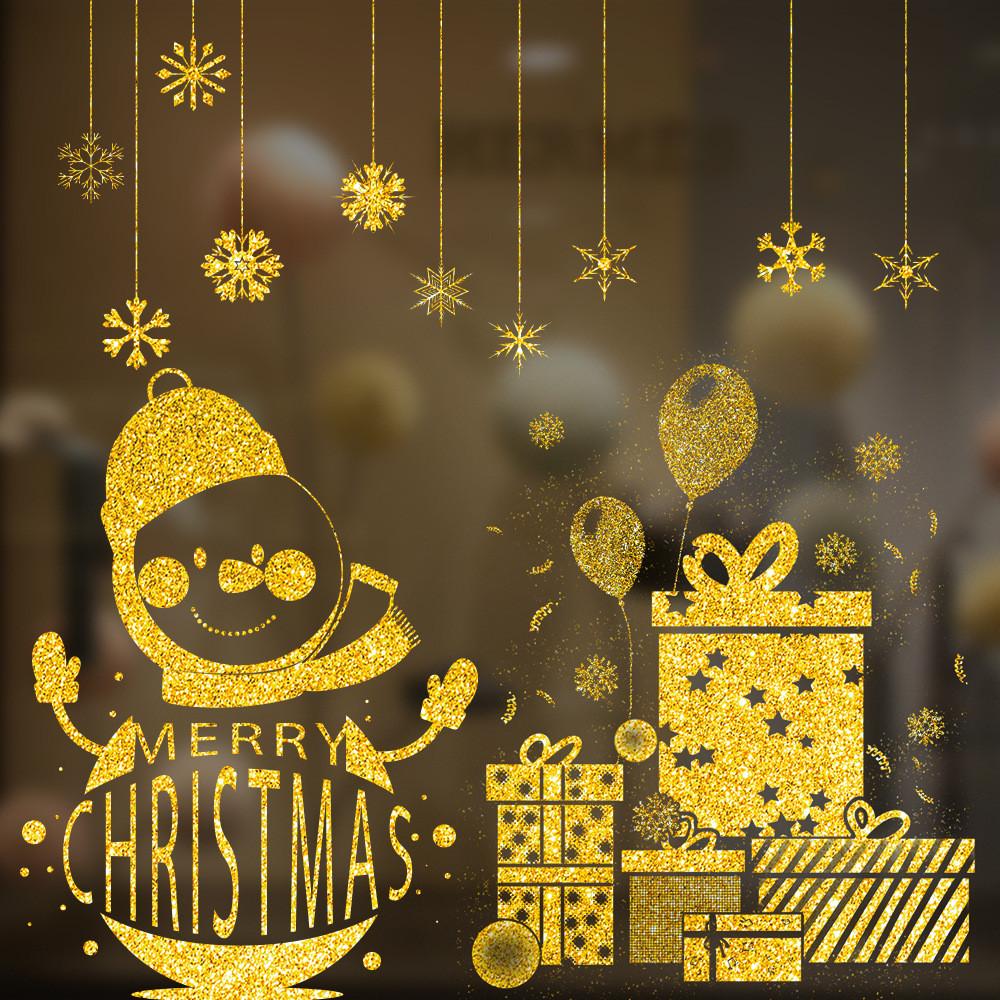 Eleganckie naklejki okienne na Święta ze lśniącym złotem na Boże Narodzenie