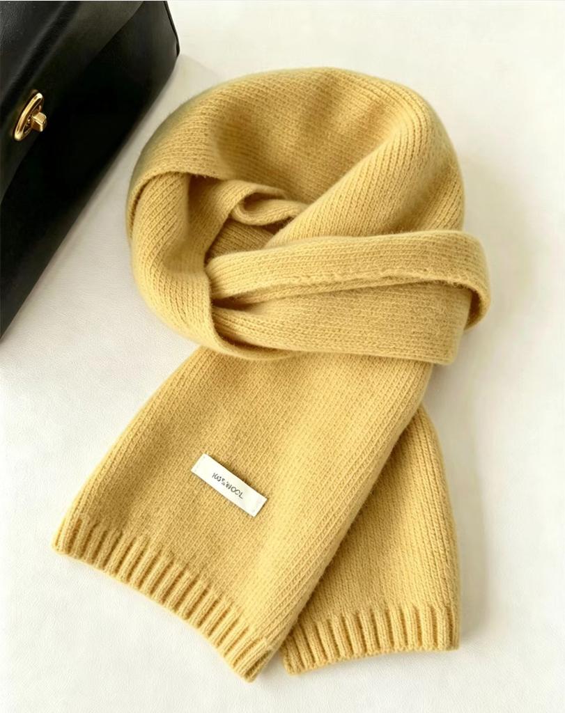 Autumn and winter new Australian 111 pure scarf women's solid color versatile warm knitted scarf light luxury high sense