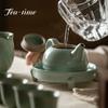 130ml Boutique Ru Kiln Ceramic Teapot Azure Porcelain Open Piece Can Raise Single Pot Retro Kung Fu Tea Hand-held Pot Gift Box