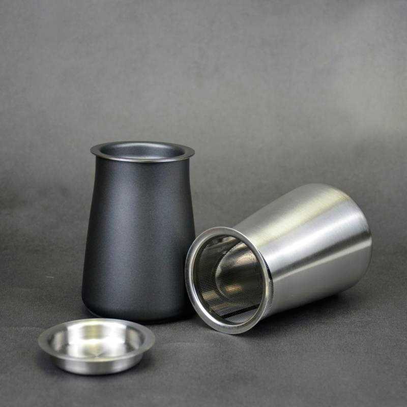 3 In 1 Coffee Powder Filter Powder Cup Stainless Steel Coffee Powder Sifter with Lid Bean Grinder Powder Cup Coffee Brewing Tool