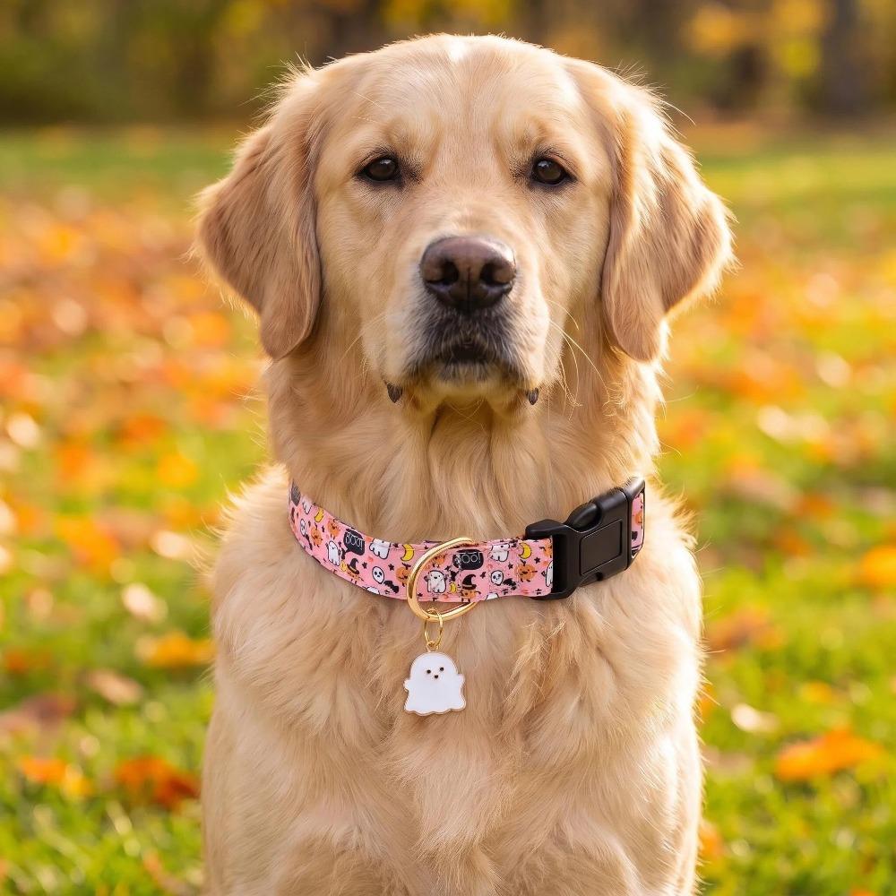 Halloween Dog Collar for Small Medium Large Dogs Fashionable Cute Collar for Dogs Pink Cotton Dog Collar Spectre Pumpkin Pattern