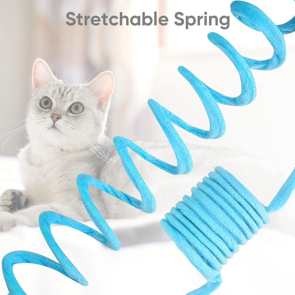 Funny Fluffy Cat Stick Spring Rope Ball Plush Retractable Interactive Teaser Hanging Training Cats Supplies Pet Toy