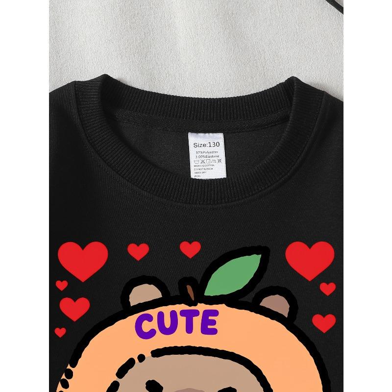 Cute J But Feral Bear(1) 2026 New Girls' Long-sleeve Casual Crewneck Sweatshirt, Suitable for Outdoor Sports