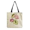 Women Vintage Linen Tote Bag - Large Capacity Flower Print Shoulder Handbag for Casual & Grocery Shopping KTB