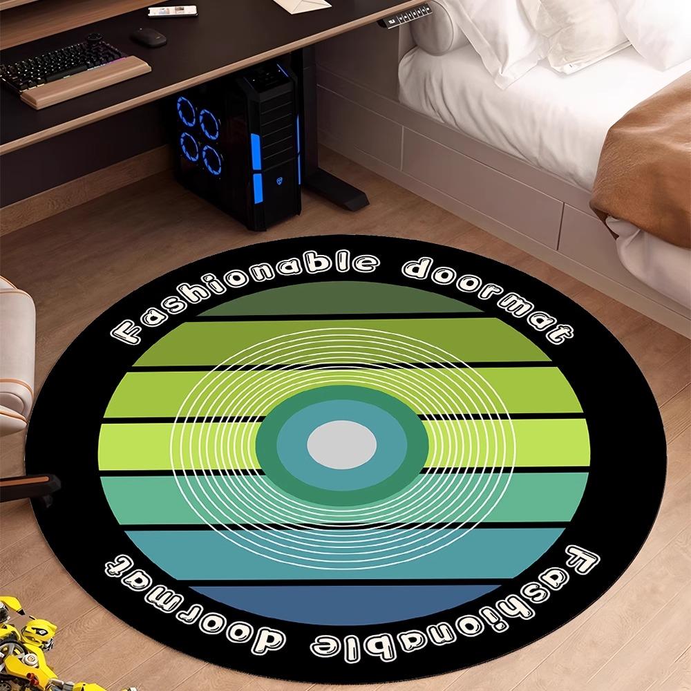 Vinyl Schallplatte Musik DJ Bildschirm Tape HD Runder Bereichsteppich, Teppich für Wohnzimmer Schlafzimmer Sofa Spielzimmer Dekor, Rutschfeste Bodenmatte