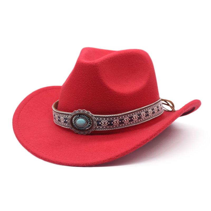 European, American autumn and winter new men's and women's fashion woolen western cowboy hat top hat trendy jazz hat