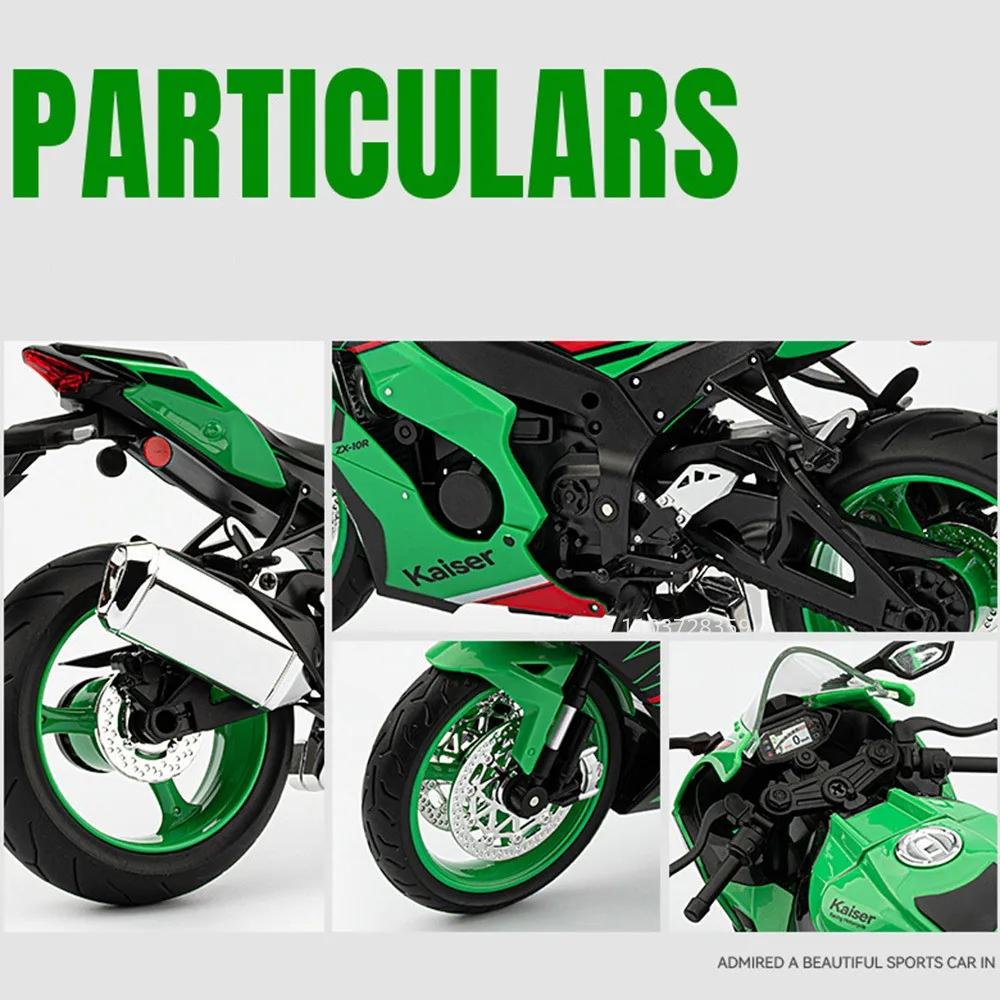 1:9 Kawasaki Zx-10R Nijia H2R Motorcycle Model Toys Alloy Diecast Miniature Motorbikes Sound Light Shock Absorption Kids Gifts