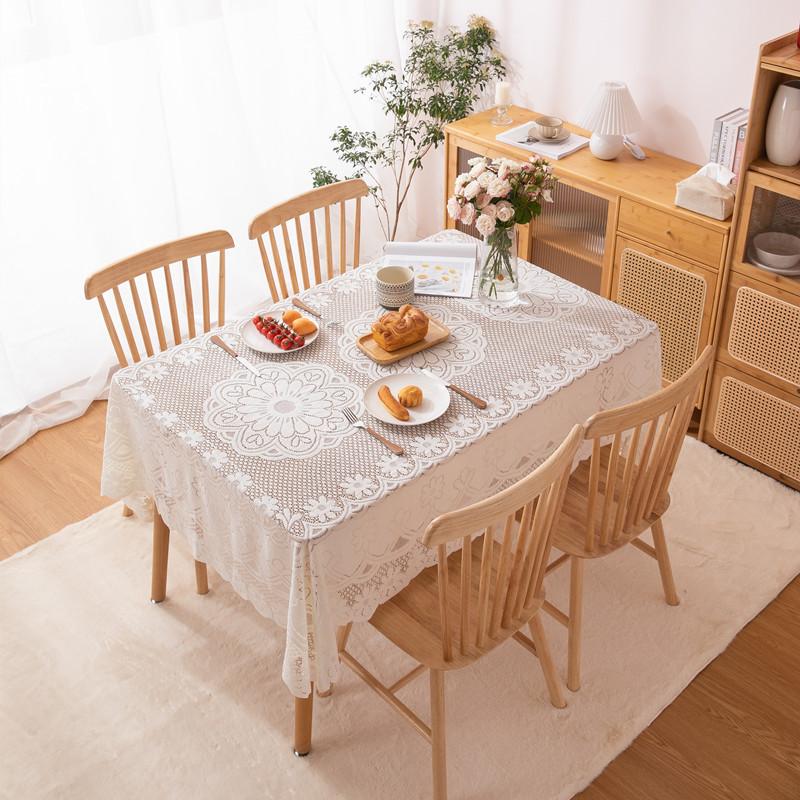 Simple Jacquard Vintage Lace Tablecloth Elegant Home Kitchen Dinner Table Decoration Hollow Table Cloth