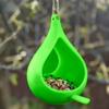 Raindrop Shaped Bird Feeder House with Perch Pole Plastic Wild Bird Feeder Large Capacity Hummingbird Feed Holder Garden Yard