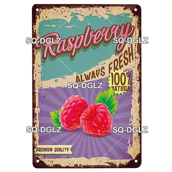 Fruits Metal Sign Bar Wall Decoration Tin Sign Vintage Metal Sign Vegetables Painting Plaques Art Fruit Poster