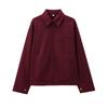 VAYLA Women Vintage Loose Lapel Jacket Burgundy Color Zipper Jacket New  Autumn Stylish Versatile Casual Jacket