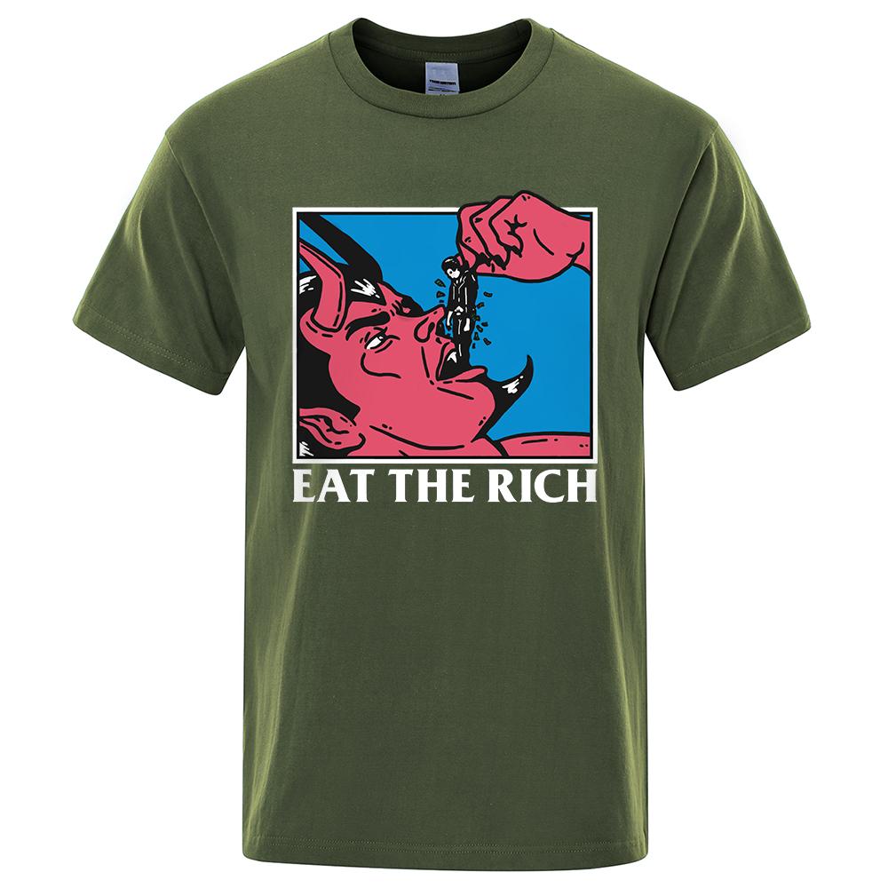 Eat The Rich Horror Comics Print Men T-Shirt High Quality Tee Clothes Loose Cotton T Shirts Breathable Mens Street Brand Tops