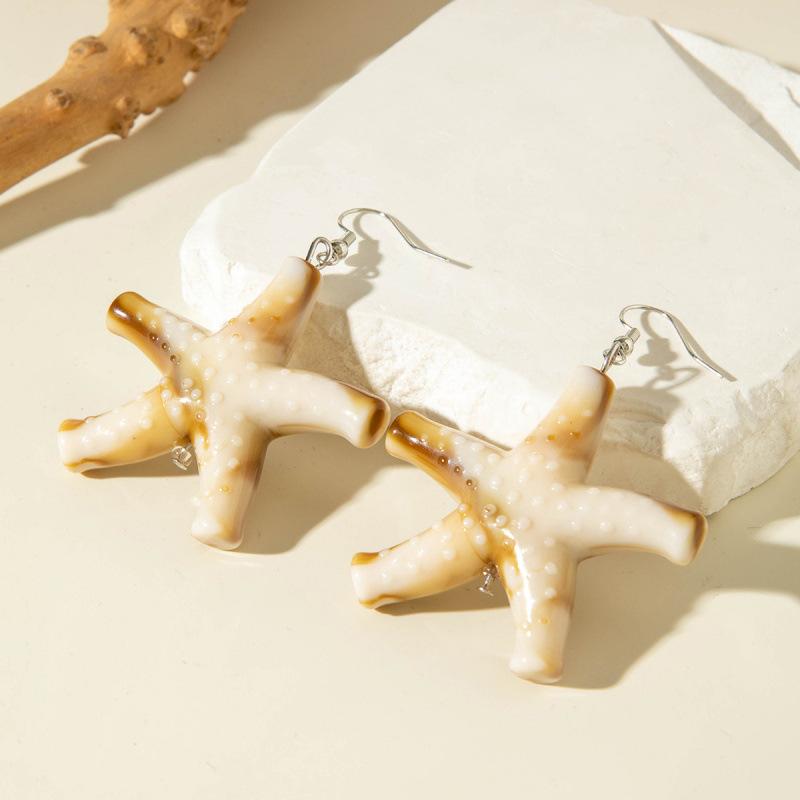 Bohemian Beach Wind Starfish Shell Acrylic Earrings, Summer Ocean Series Earrings Earrings Women