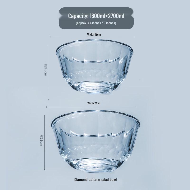 Jingbaodi Heat-Resistant Clear Glass Bowl Set