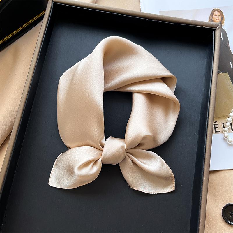 Korean version plain color high-end silk scarf women's 53 mulberry silk square scarf summer solid color versatile silk square scarf scarf