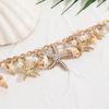 Ocean Bohemian Style Starfish & Shell Anklet with Rhinestones & Pearls