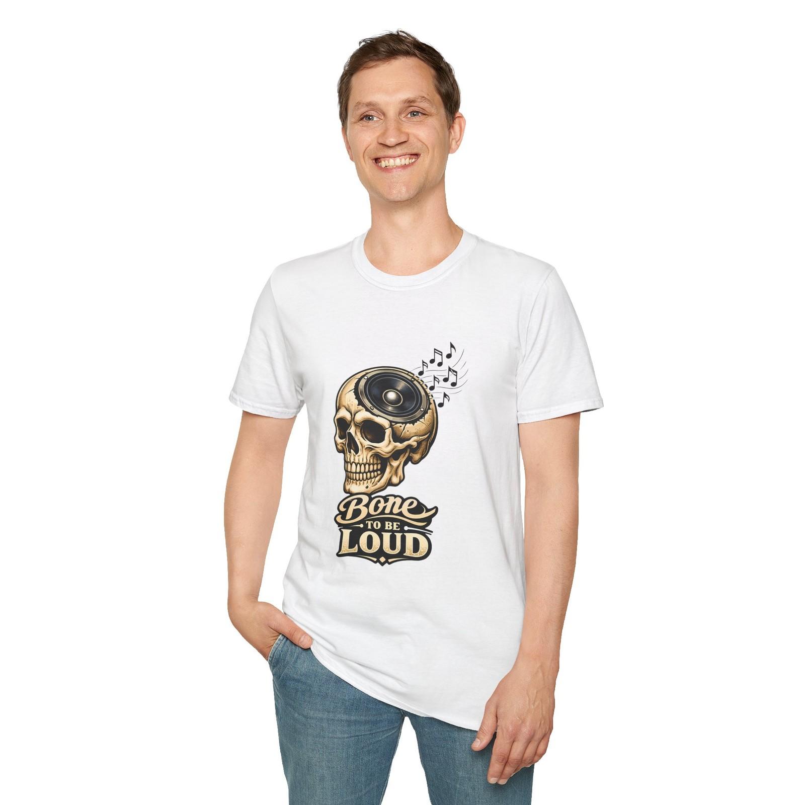 Unisex Softstyle T-Shirt Skull Speaker Music Notes Loud Gothic Retro Humor S