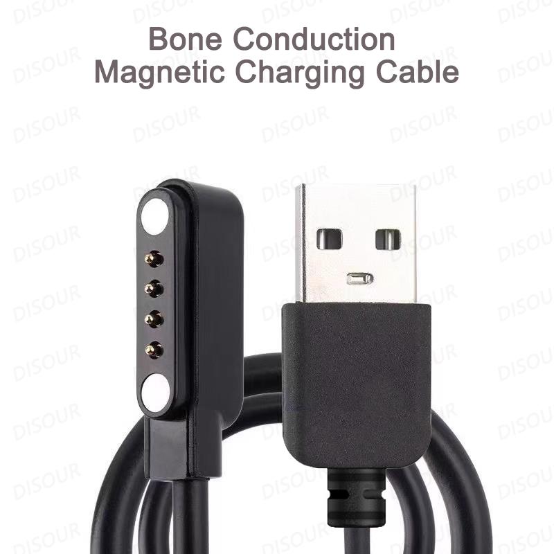 VAORLO 4 Pin 60CM Magnetic Charging Cable Suitable For New X7 Headset DGS10 Bone Conduction Bluetooth Sports Wwimming Headphones