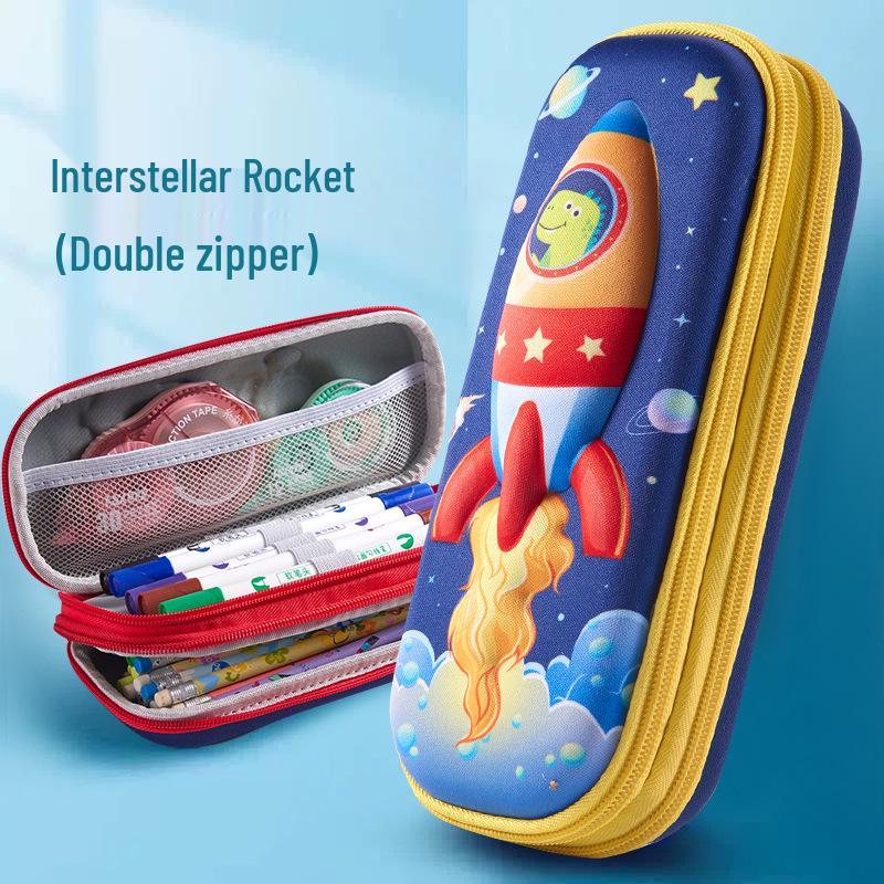 Double Layer 3D Zipper Pencil Case - Large Capacity for Elementary School Students
