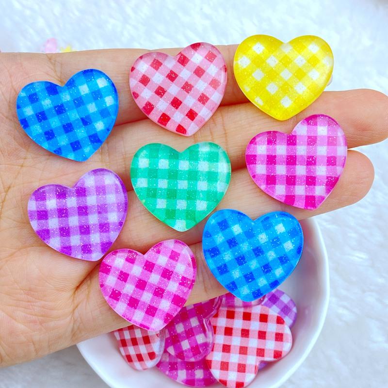 10Pcs New Cute Resin Mini 20*23mm Heart-Shaped Series Flat Back Scrapbooking DIY Jewelry Craft Decoration