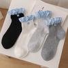 Plaid Ruffle Socks Women Japanese Fashion Black White Gray Short Socks Cotton Breathable Sweet Girl Lolita Kawaii Low Tube Socks