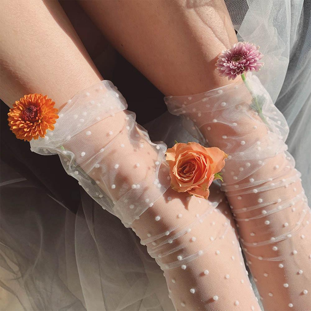 Women Fashion Dot Chiffon Nylon Dress Socks Mesh Stockings Tulle Socks