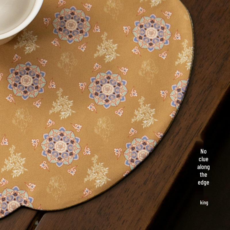 High-Grade Chinese Silk Plum Blossom Tea Mat - Square, Waterproof, Anti-Scalding, Small