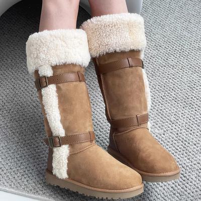 Fur Warm Snow Knee High Boots Suede Women Short Plush Cotton Shoes Luxury Brand  Winter New Casual Chelsea Women Boots Mujer