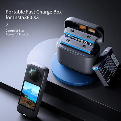 Batterieladegerät-Aufbewahrungskoffer, Schnelllade-Hub, wiederaufladbare Batteriebox, kompatibel mit Insta360 X3