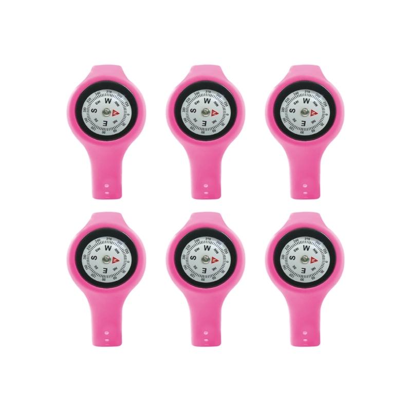 6Pcs Light Weight Compasses Watches Outdoor Navigation Tool Adjustable Strap Wearable Compasses For Backpacking Climbing