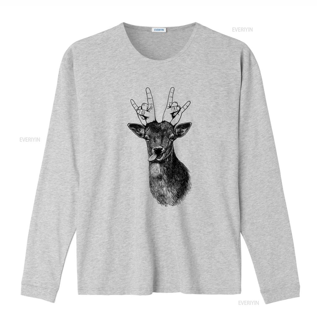 Party Deer Heavy Metal Sense Of Humor Funny Print T Shirt M1522 vintage Washed Versatile Comfortable fashion homme Stretched