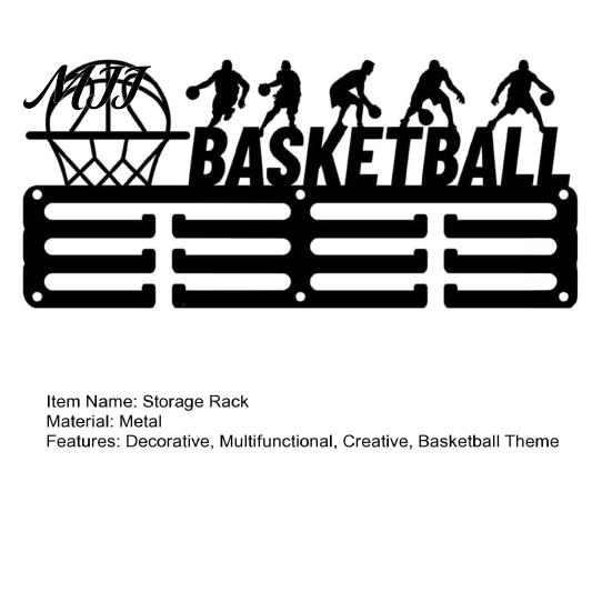 Wall Mounted Hooks for Daily Items Metal Basketball Medal Holder, Hanger Rack, Awards Display Rack Room Decor, Decorative Scarf And Belt 3 Lines