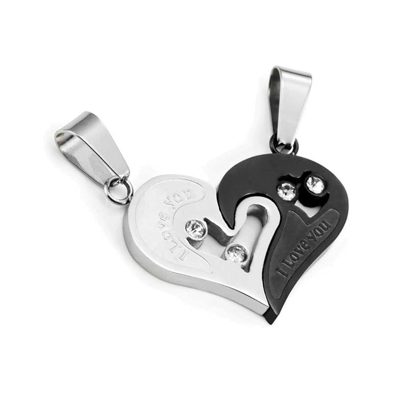 Fashion Rhinestone Heart Pendant Necklace For Couples Unisex Love Charm Clavicle Chain Jewelry Gift For Him And Her