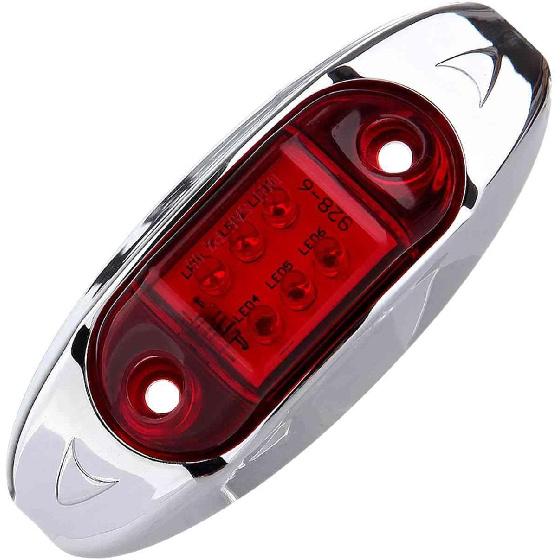 

cciyu 1x 2.5 Red LED Trailer Marker Light w/Chrome Bezel Universal LED Clearance Markers Side Marker Light Assembly for Truck Trailer Boat ATV 1