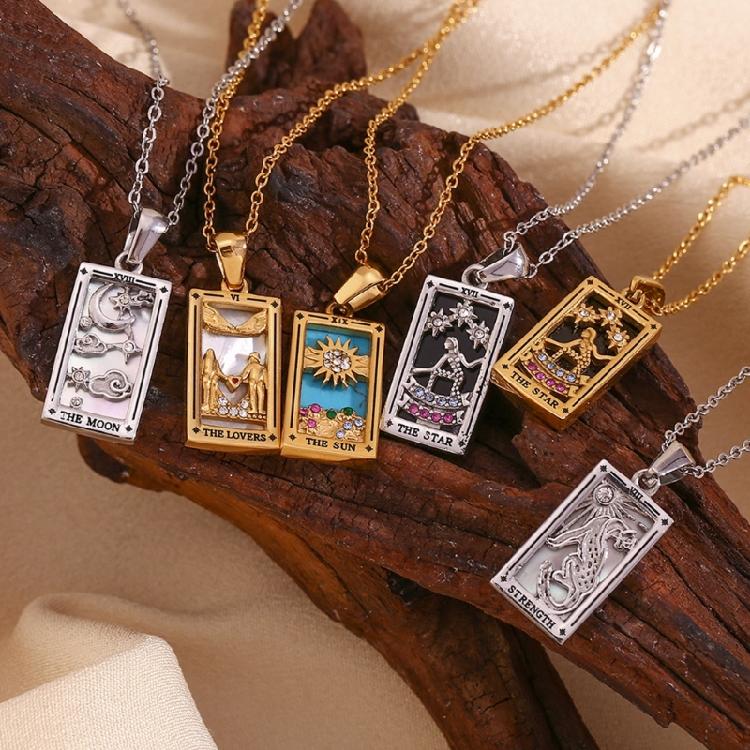 Trendy Minimalist Tarot Inspired Necklace With Creatvie Symbols And Lightweight Design For Comfortable Daily Wear