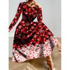 Womens Purple Floral Print Long Sleeve Maxi Dress - Elegant Party In Milk Silk Fabric