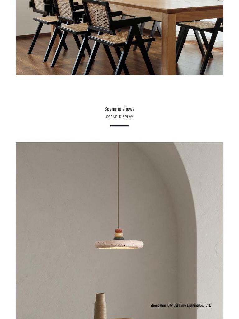 Wabi-Sabi Retro Yellow Travertine Chandelier, 2024 New Design for Dining Room or Bar Counter