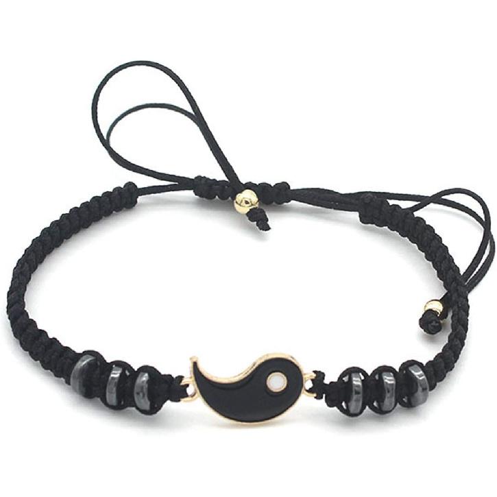2-4Pcs Yin Yang Tai Chi Beads Infinity Braided String Rope Bracelets Handmade Waterproof Adjustable Cord Strand Bracelet for Men Women Friend Couple